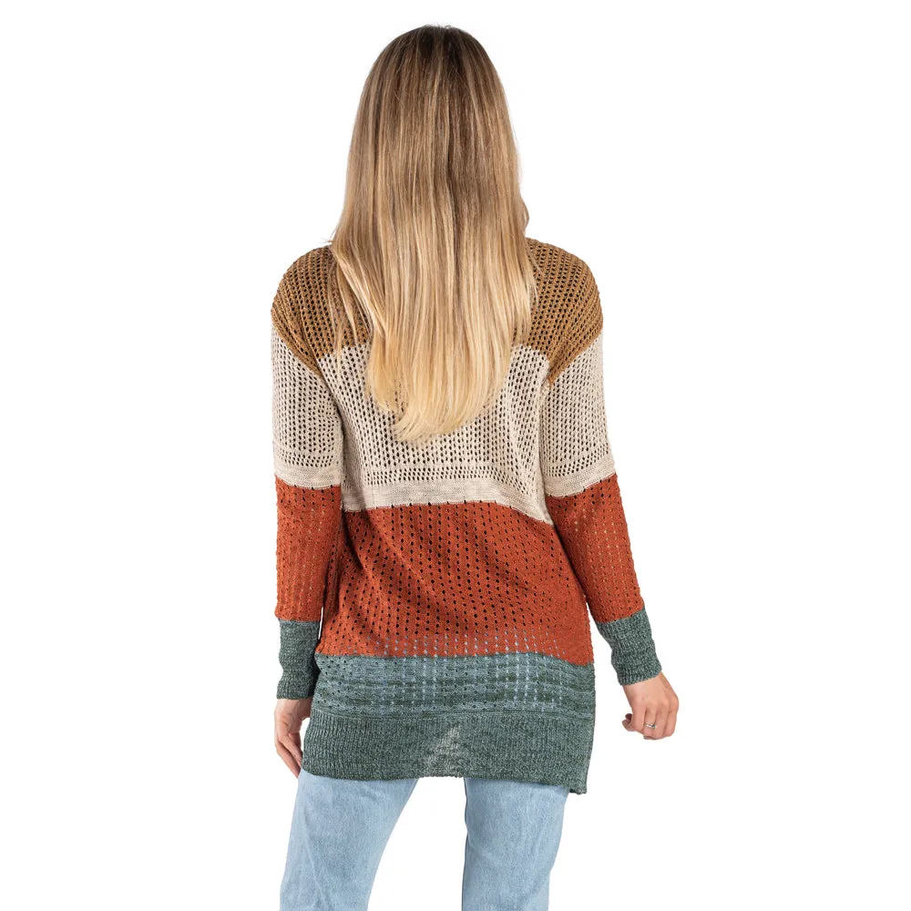 Autumn Harvest Crochet Colorblock Cardigan