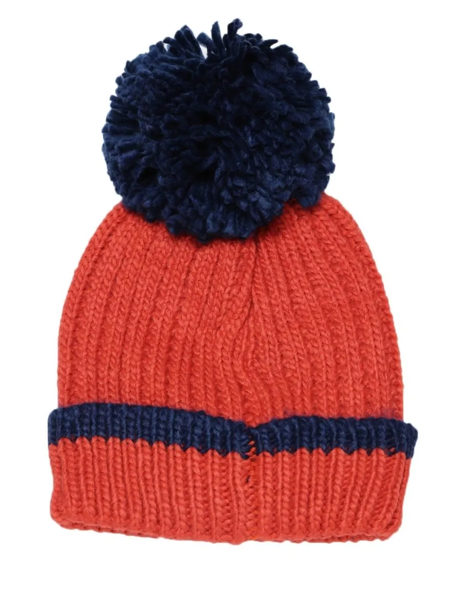 Baby Knitted Cap with Faux Fur - Red