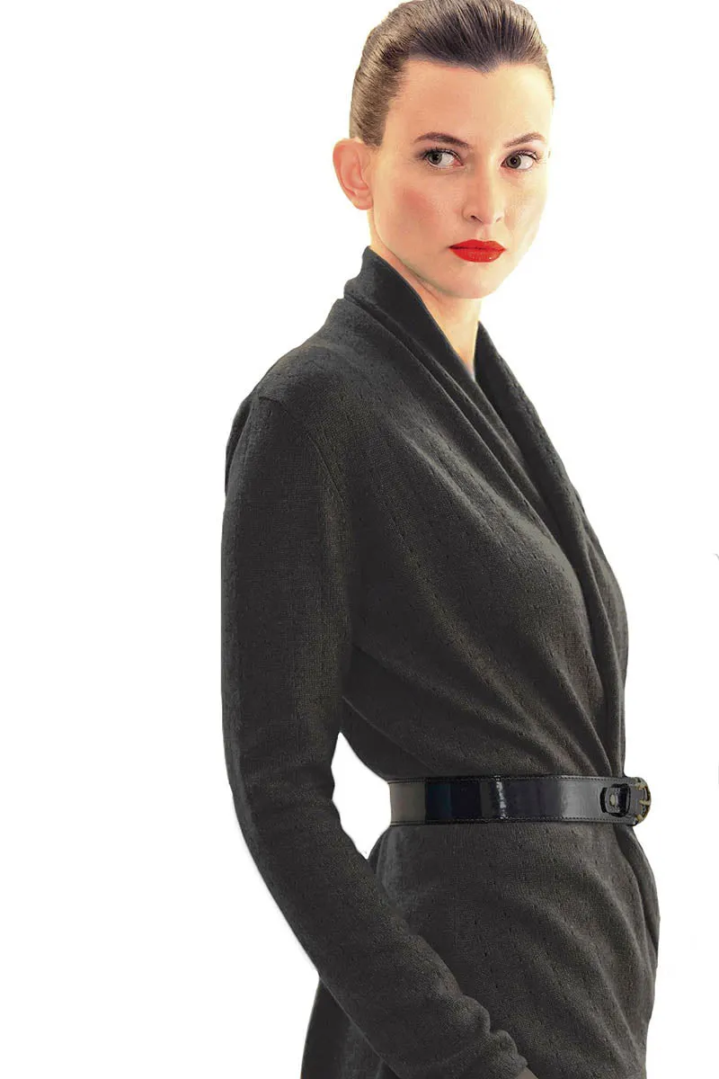 Black Cashmere Cardigan - Pointelle