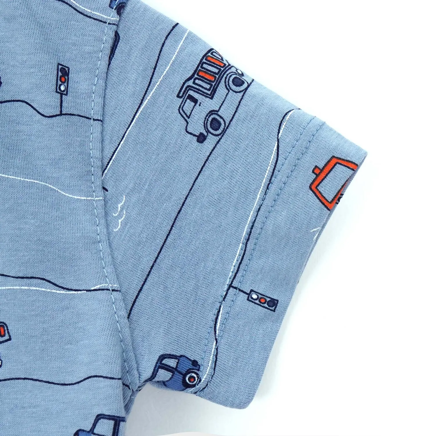 Blue car print tee shirt and shorts for infants