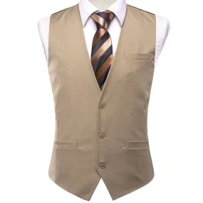 Champagne Solid Silk Men's Single Vest Waistcoat