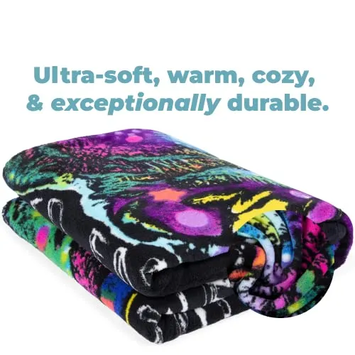 Colorful Dog Fleece Blanket For Bed, 50" X 60" Dean Russo Ii Dog Fleece