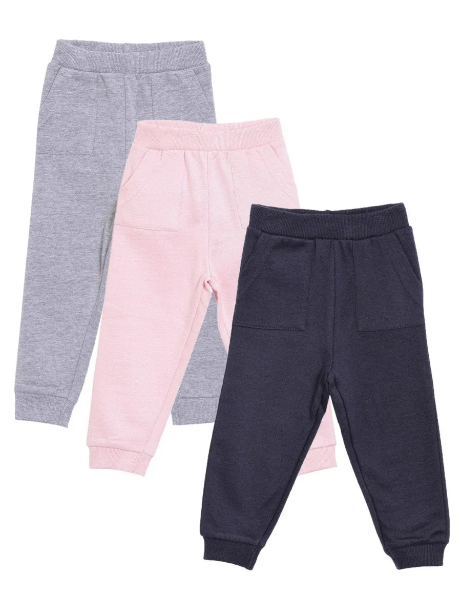 Combo of 3 Sweatpants-Navy Blue, Pink and Grey