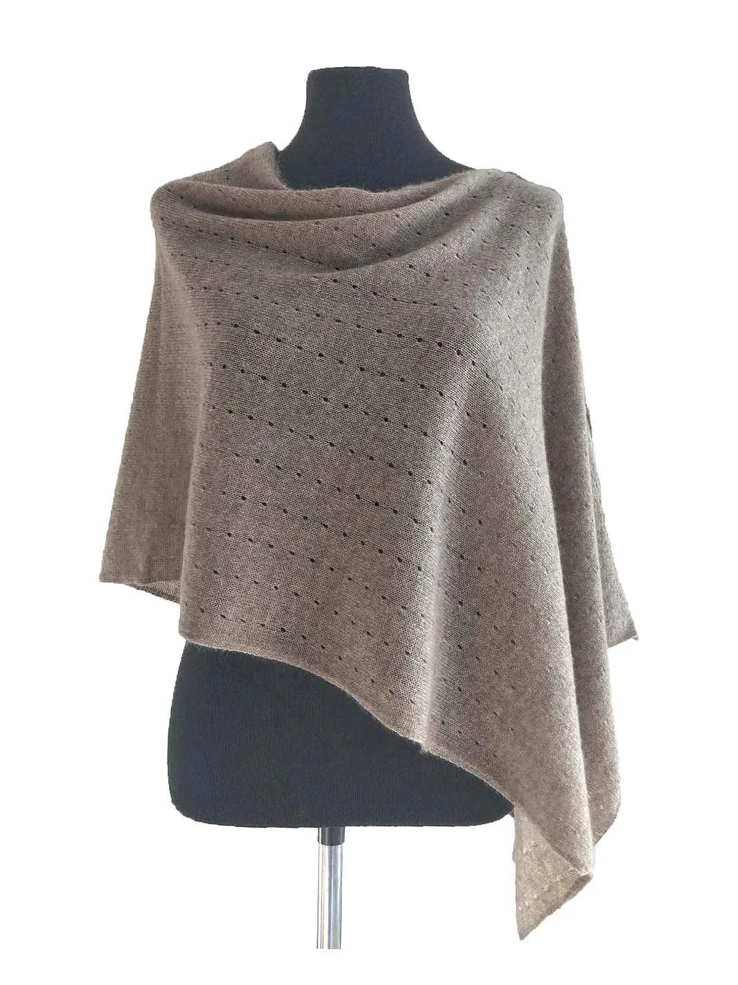 Dark beige cashmere poncho Multiway