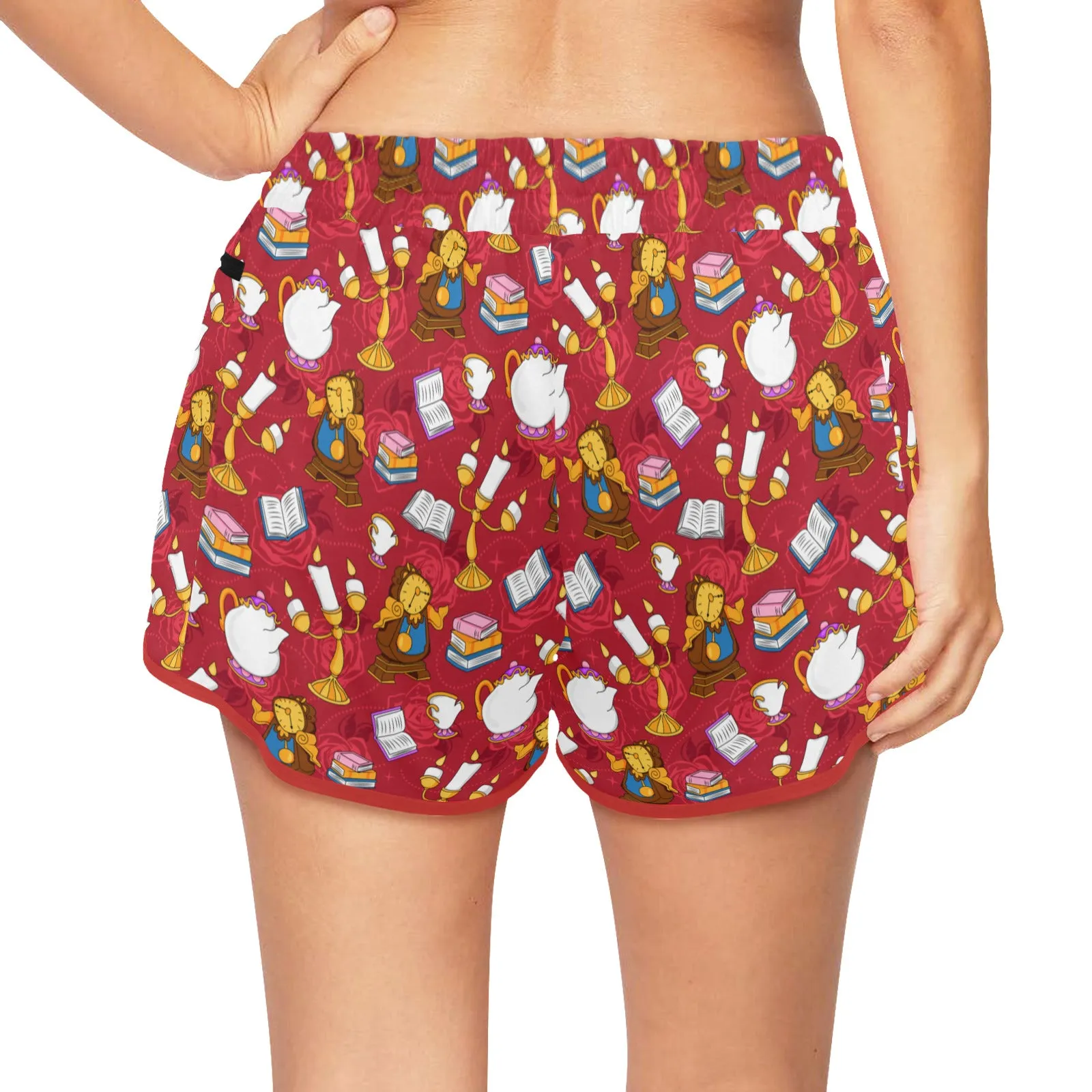 Disney Beauty And The Beast Belle's Friends Women's Athletic Sports Shorts