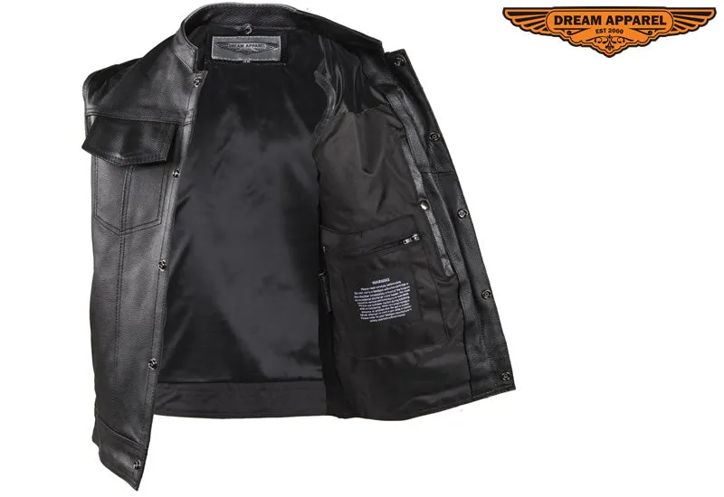 Dream Apparel Men's Motorcycle Vest With Concealed Carry Pockets