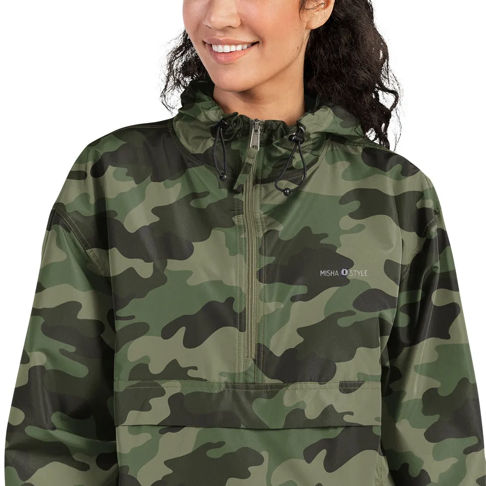 Embroidered Champion Packable Women Jacket - Army