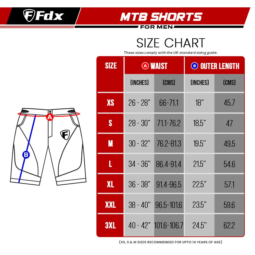 Fdx Drifter Grey Men's & Boy's Mtb Padded Summer Cycling Shorts