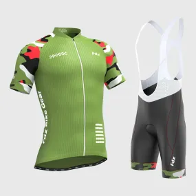 Fdx Men's & Boy's Set Camouflage Green Short Sleeve Jersey & Bib Shorts