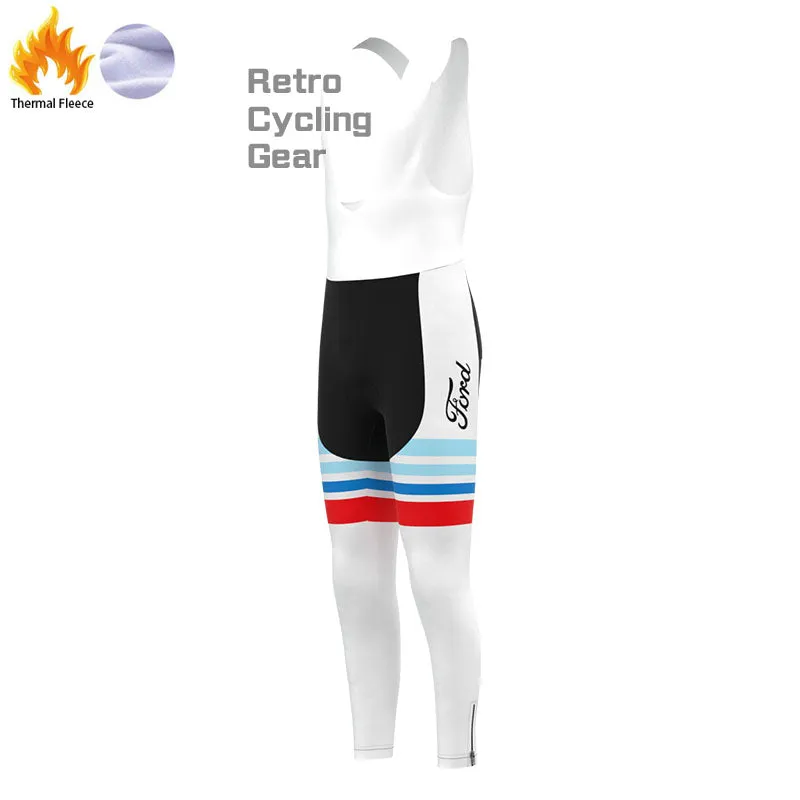 FORD White Blue Fleece Retro Cycling Pants