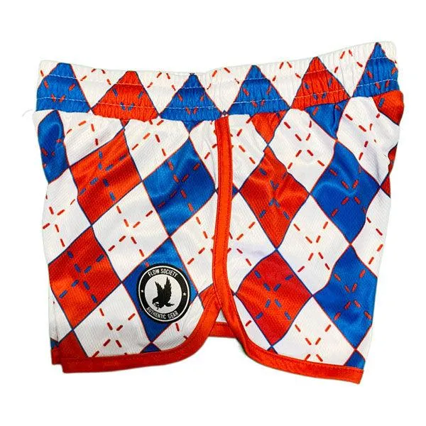 Girls Red, White & Blue Argyle Attack Short