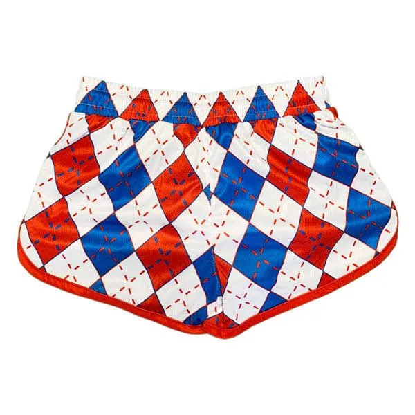 Girls Red, White & Blue Argyle Attack Short