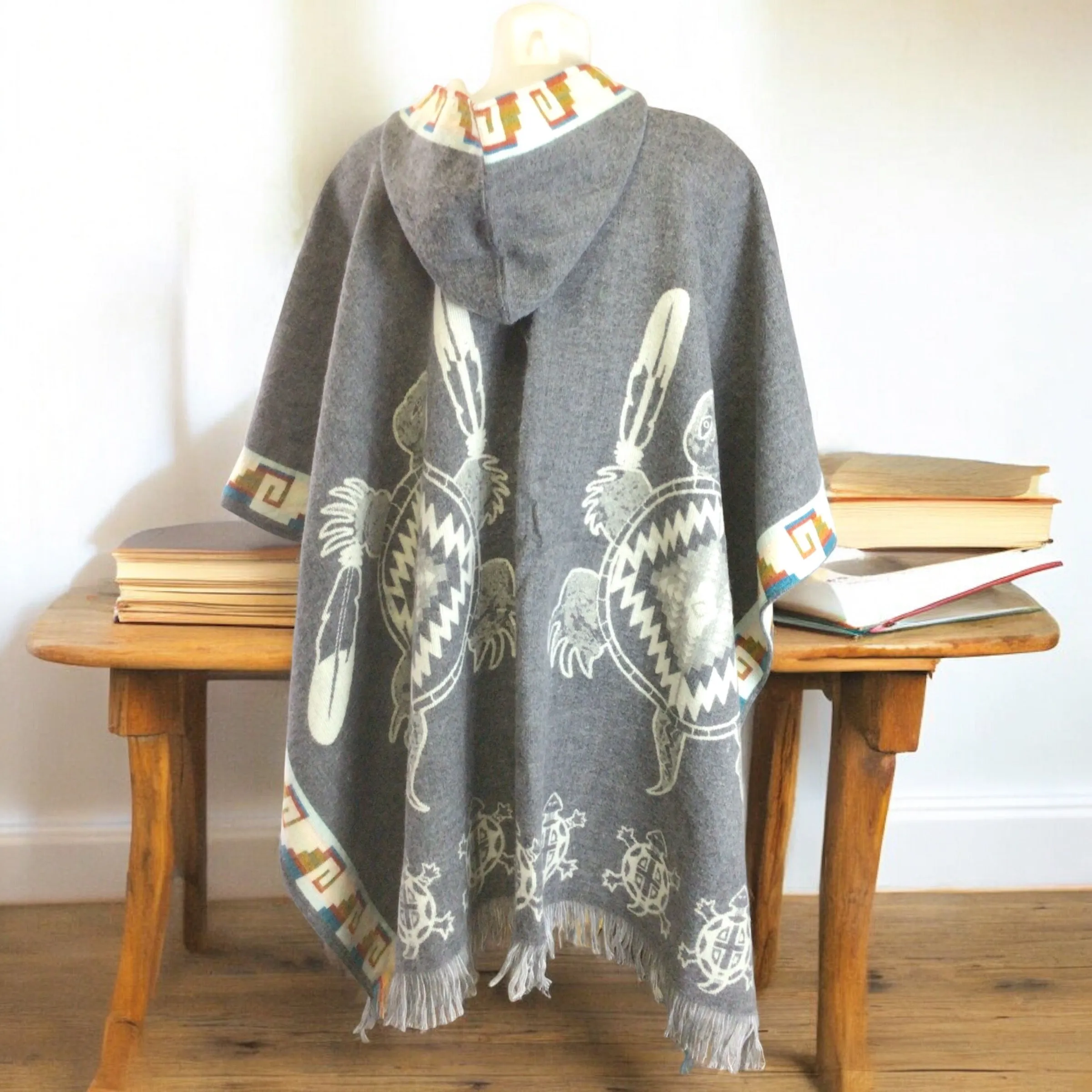 Handmade Ponchos grey ( turtle)