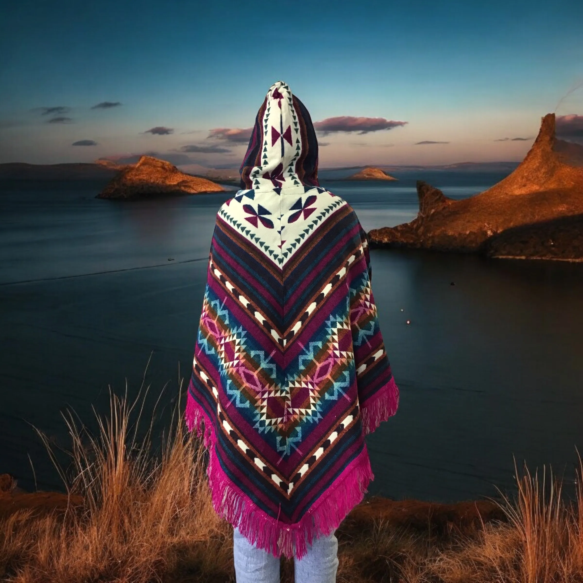 Handmade Wool Poncho for Youth (4)