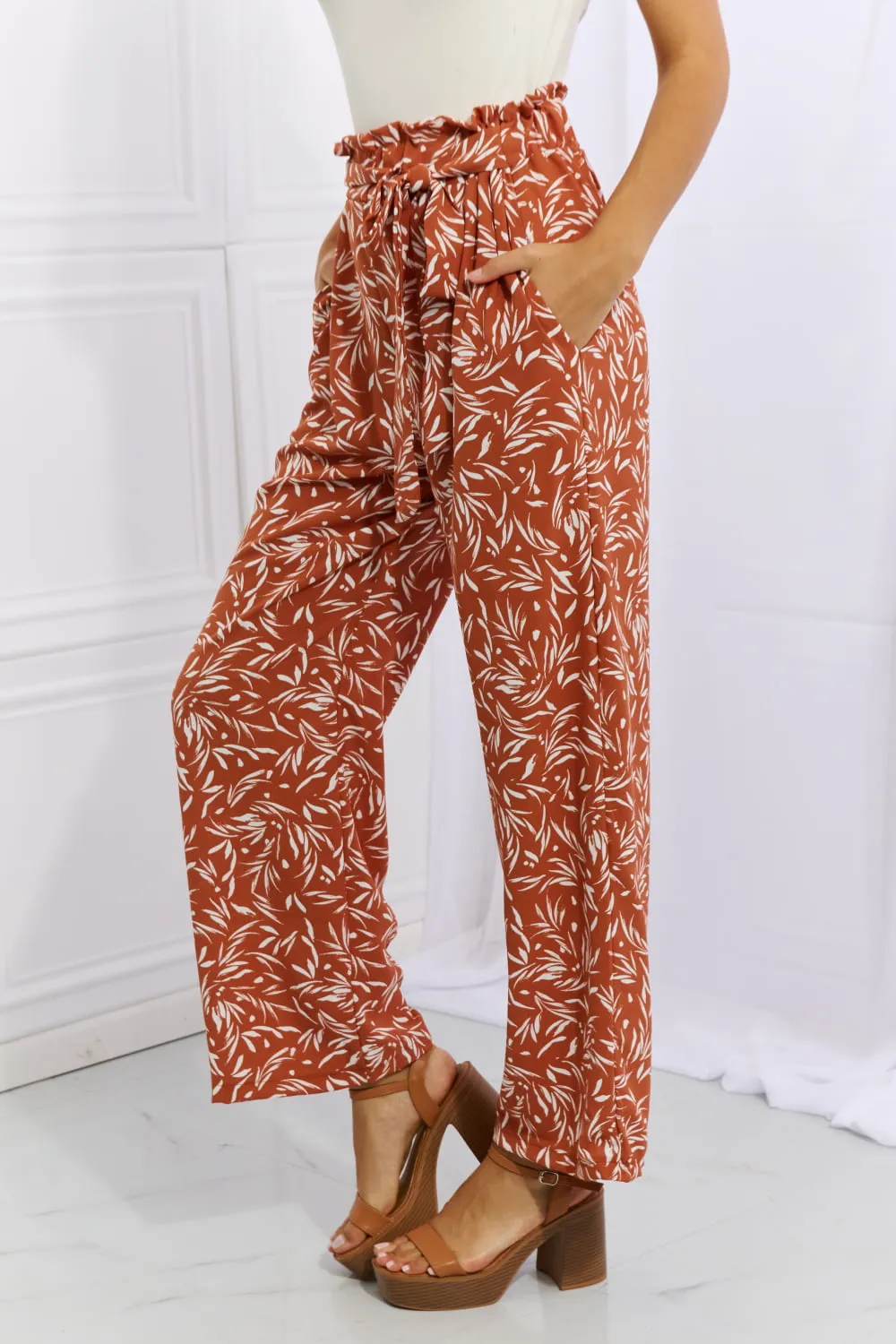 Heimish Right Angle Geometric Printed Pants in Red Orange