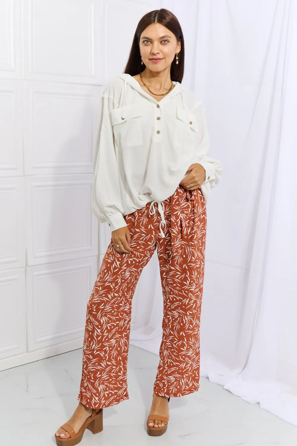 Heimish Right Angle Geometric Printed Pants in Red Orange