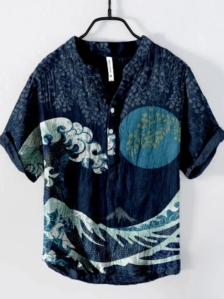 Japanese-style New Shirts for Men Casual short Shirts Lightweight Sleeve Henley Beach Shirts Hawaiian T Shirts for Men