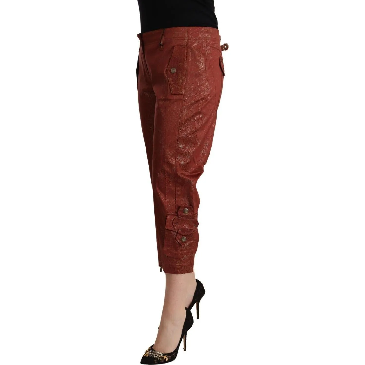 Just Cavalli Chic Brown Cropped Cotton Pants