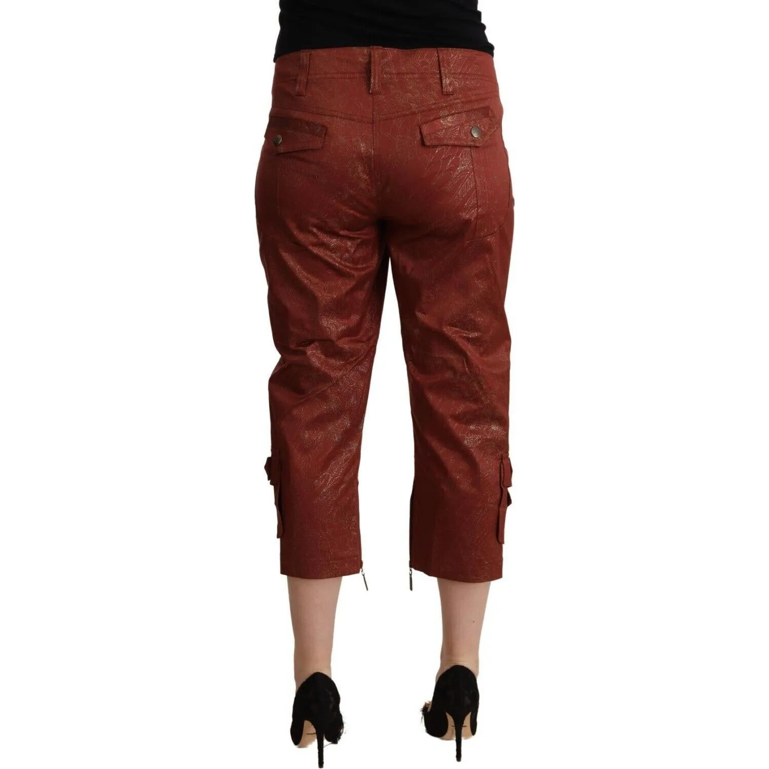 Just Cavalli Chic Brown Cropped Cotton Pants