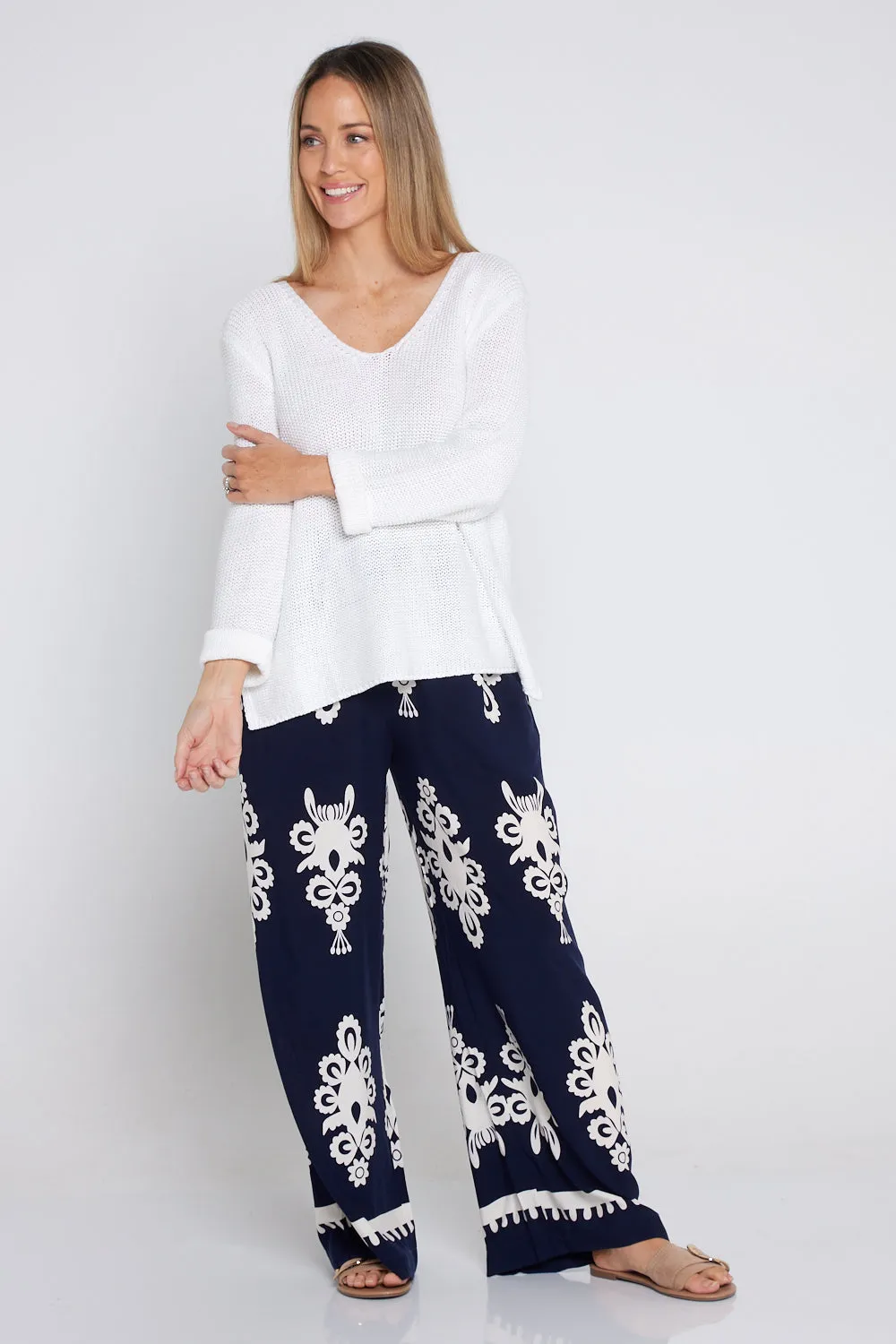 Karishma Pants - Navy/White