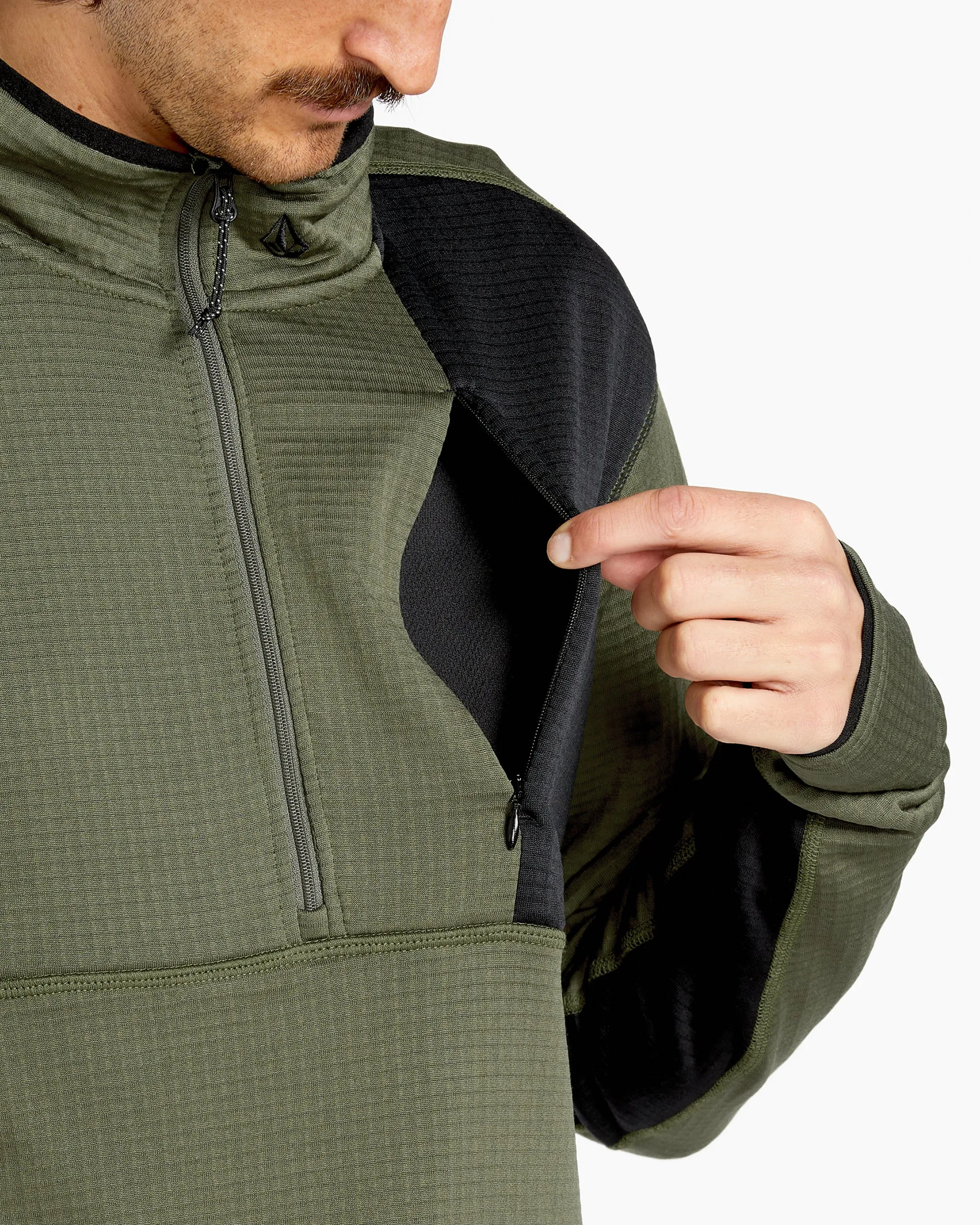 Mens Gridlock Mock Neck Fleece - Ivy