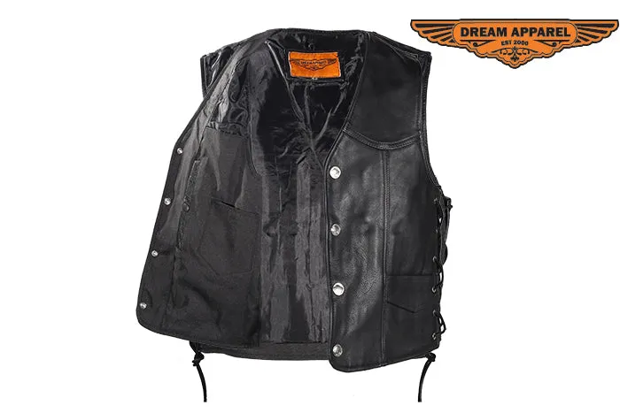 Mens Leather Vest With Buffalo Nickel Snaps