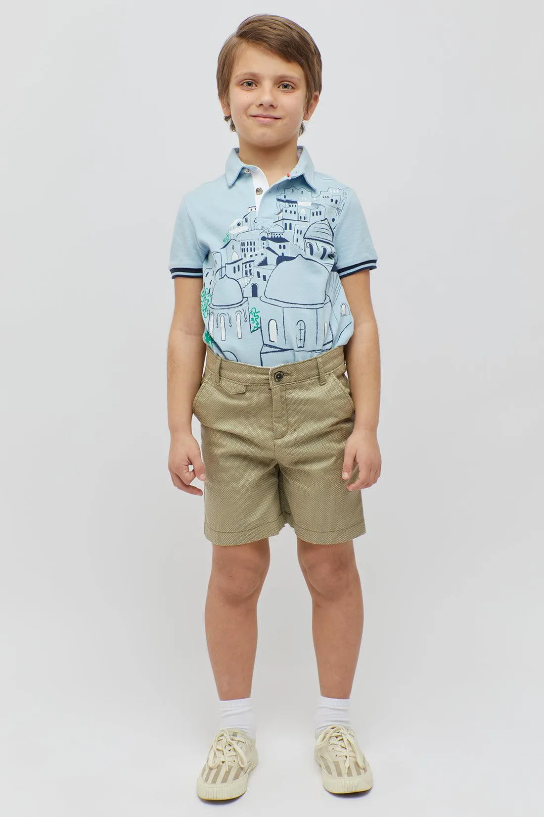 One Friday Kids Boys Beige Summer Cotton Shorts