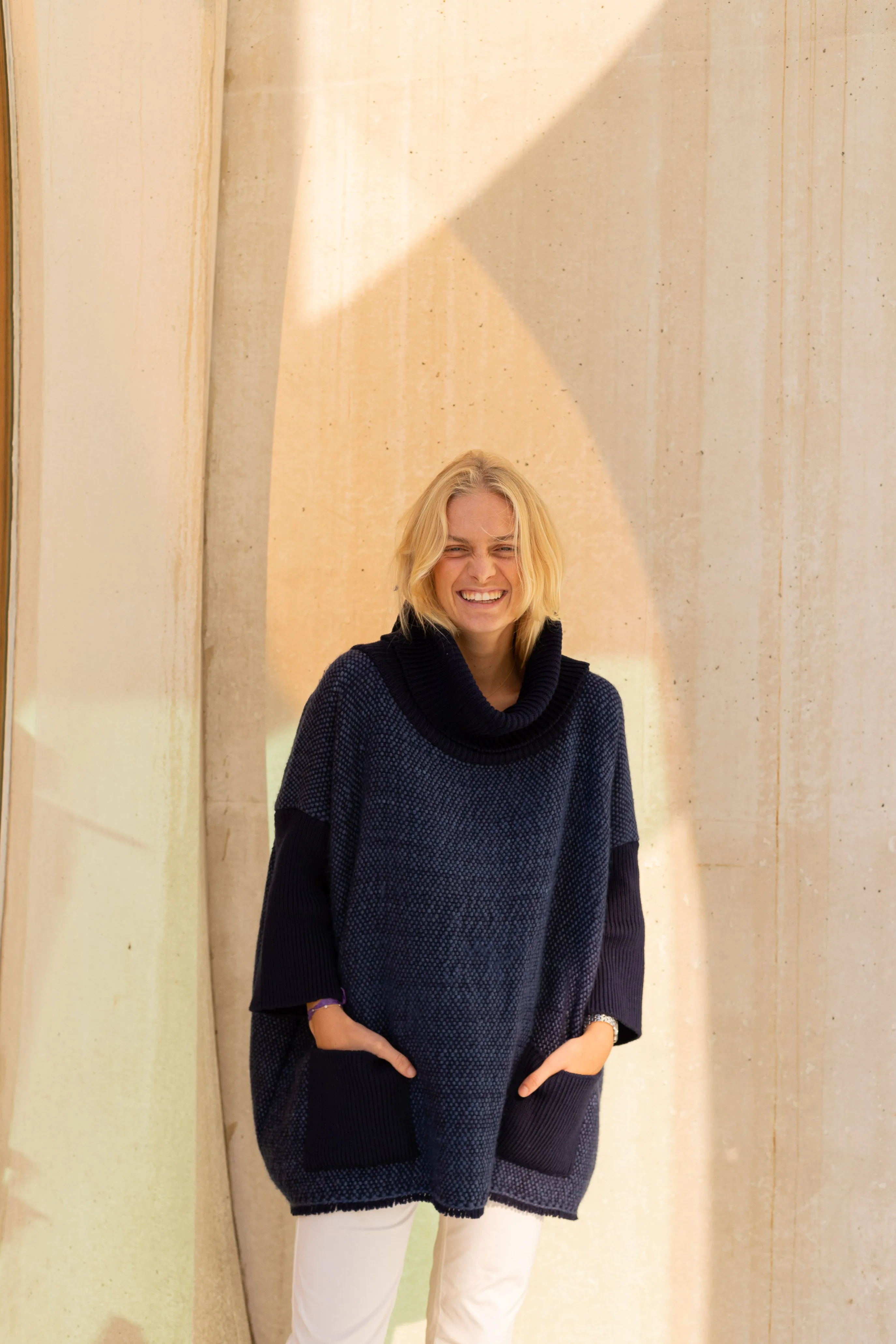 Oversized Roll Neck Sweater Fritzi, Navy