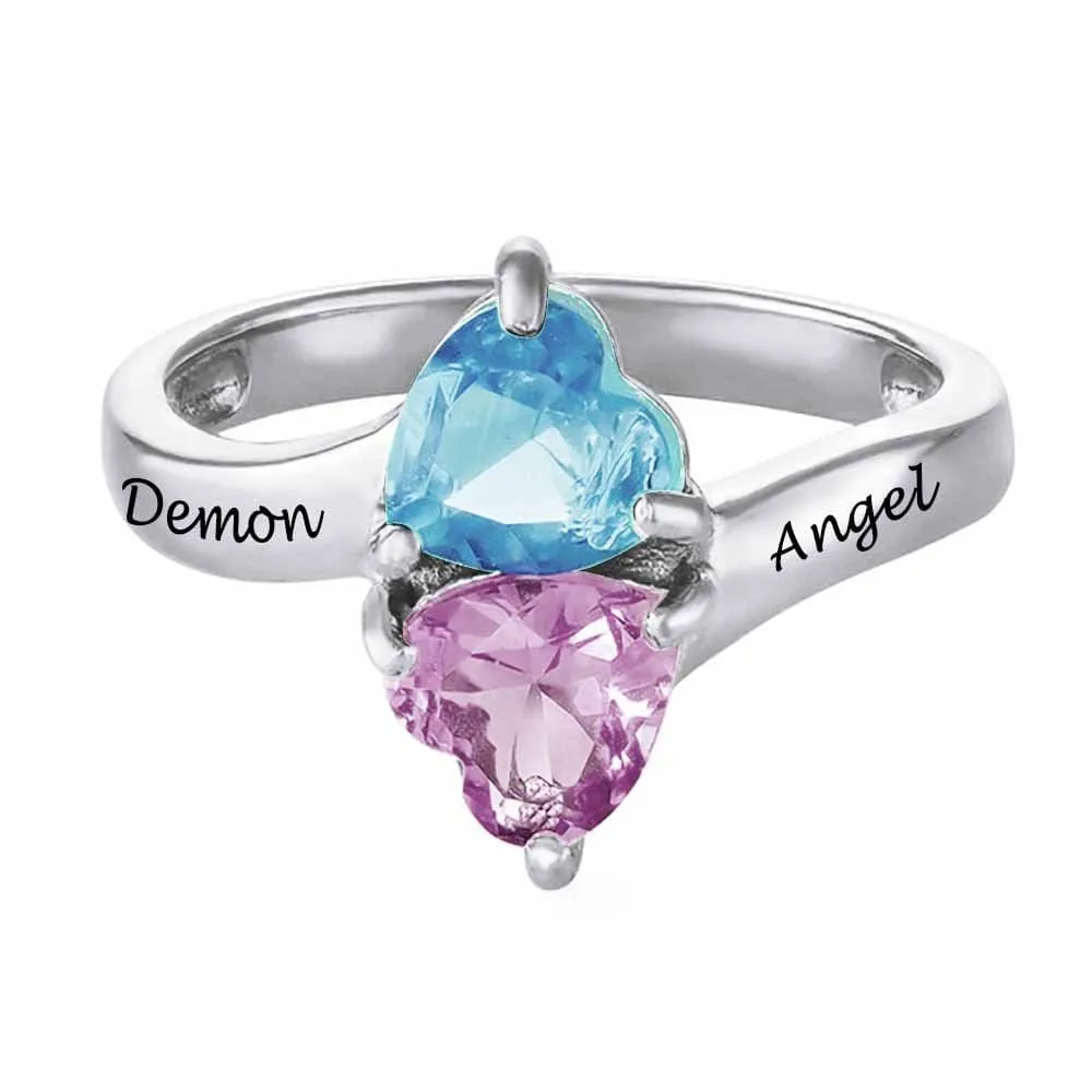 Personalized Engraving Crystal Clear Heart Diamond Ring