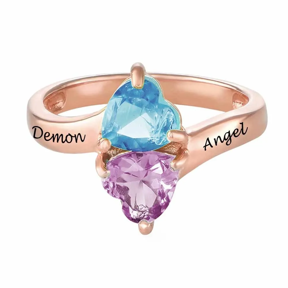 Personalized Engraving Crystal Clear Heart Diamond Ring