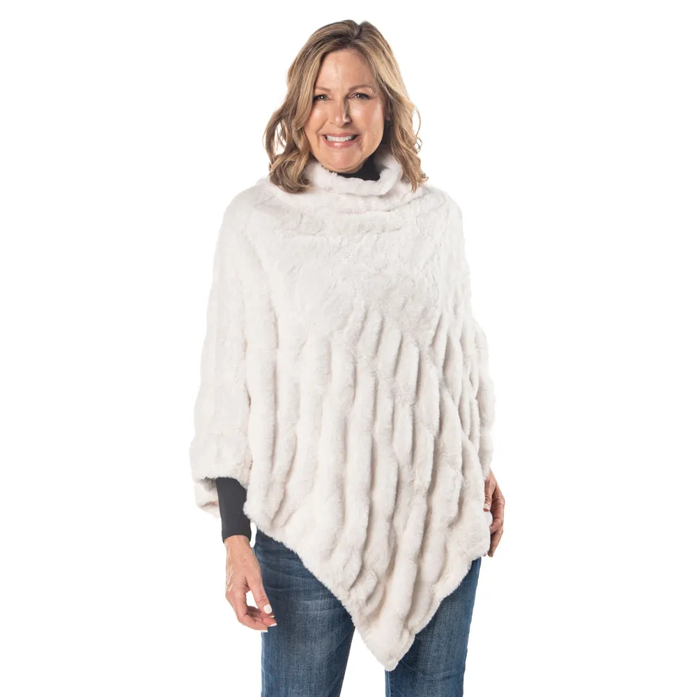 Plush Faux Fur Winter White Cozy Coat Poncho