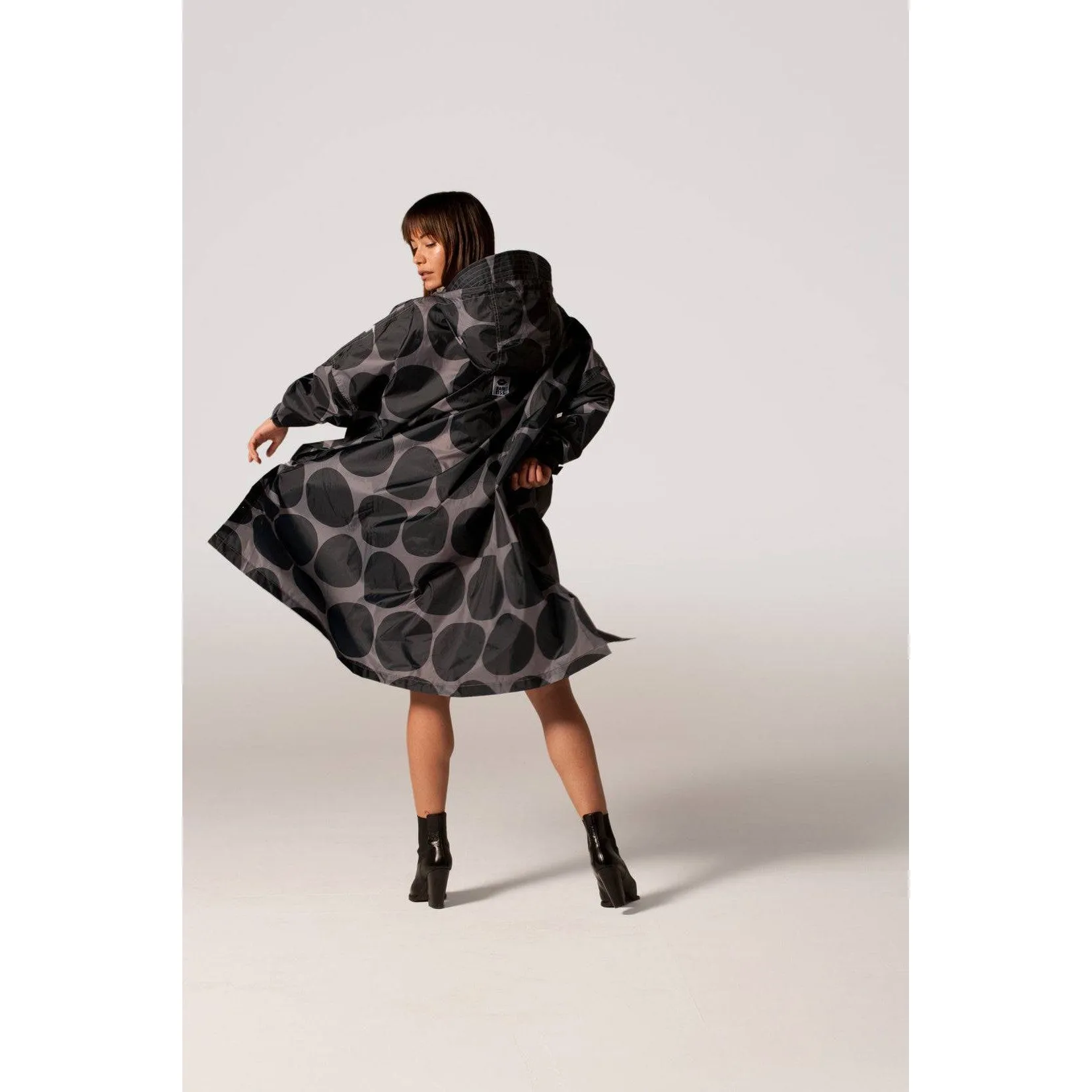 Rainkiss Black Polka Rain Poncho