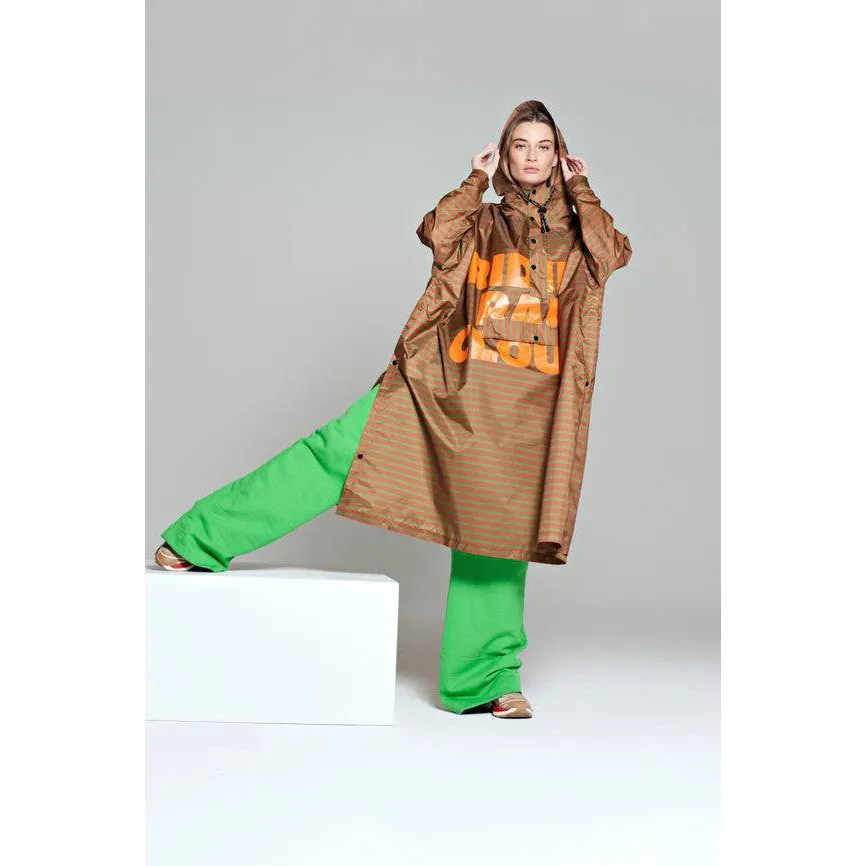 Rainkiss Breton Brown Green Text - Rain poncho