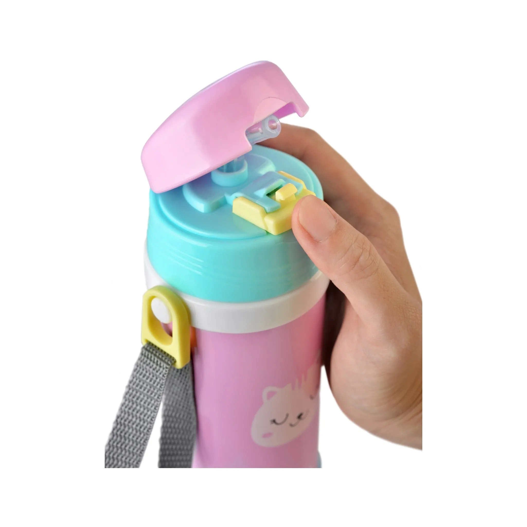 RELAX 360ML CALINE STAINLESS STEEL KIDS THERMAL FLASK WITH STRAW - BEAR