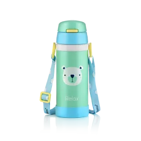 RELAX 360ML CALINE STAINLESS STEEL KIDS THERMAL FLASK WITH STRAW - BEAR