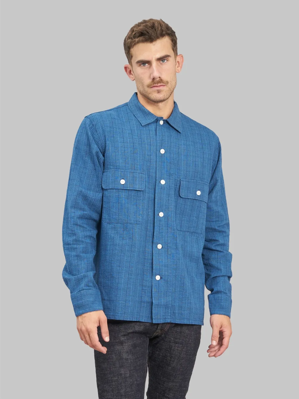 Studio D'Artisan 5706B "AWA-AI" Natural Indigo Shijira Plaid Shirt