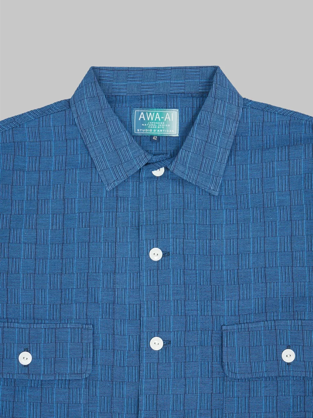 Studio D'Artisan 5706B "AWA-AI" Natural Indigo Shijira Plaid Shirt