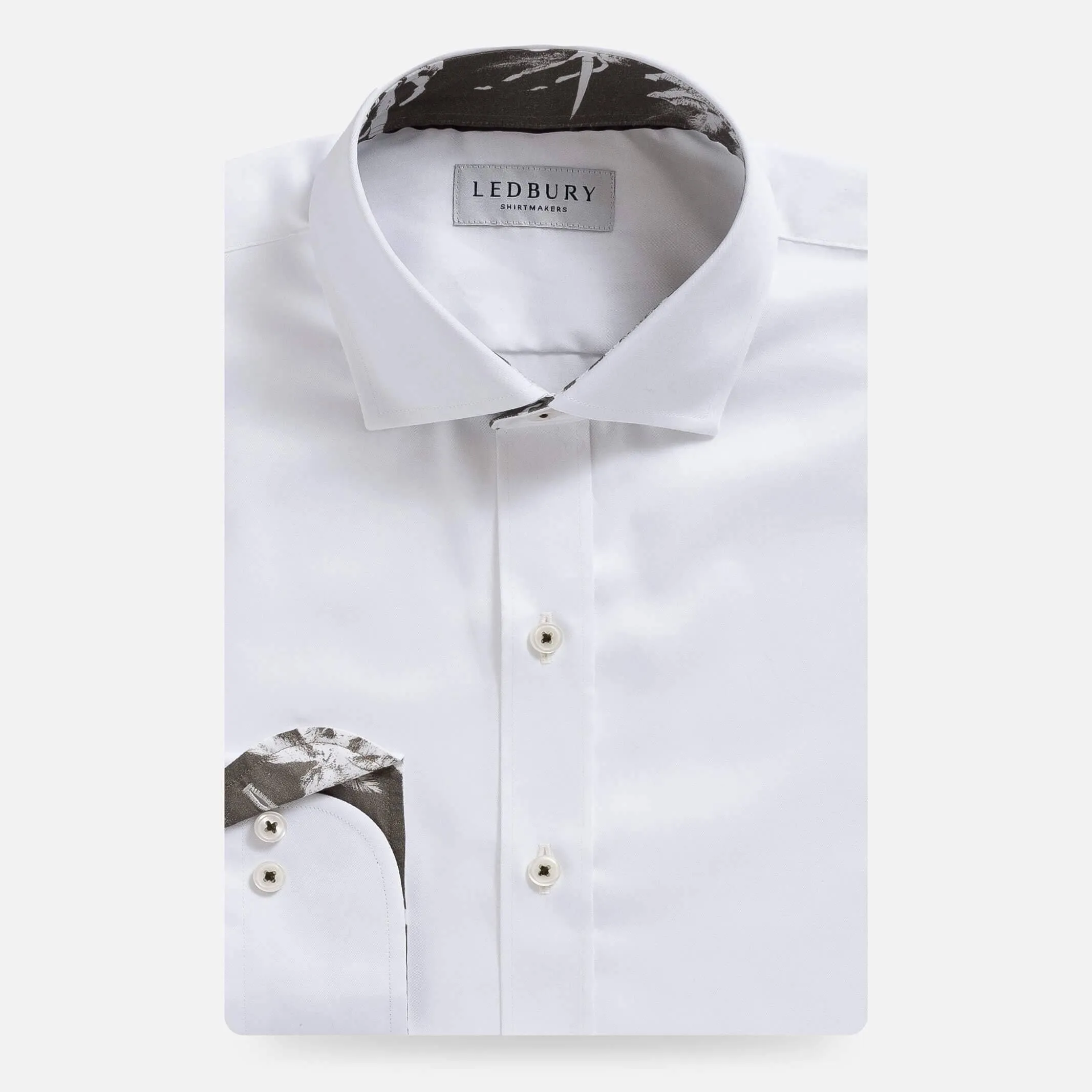 The White Madison Fine Twill with Palm Contrast Collar Custom Shirt