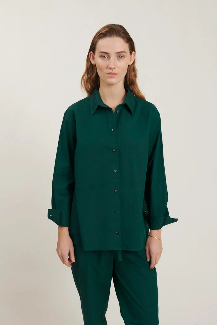 Vilde Loose Shirt - Rain Forest