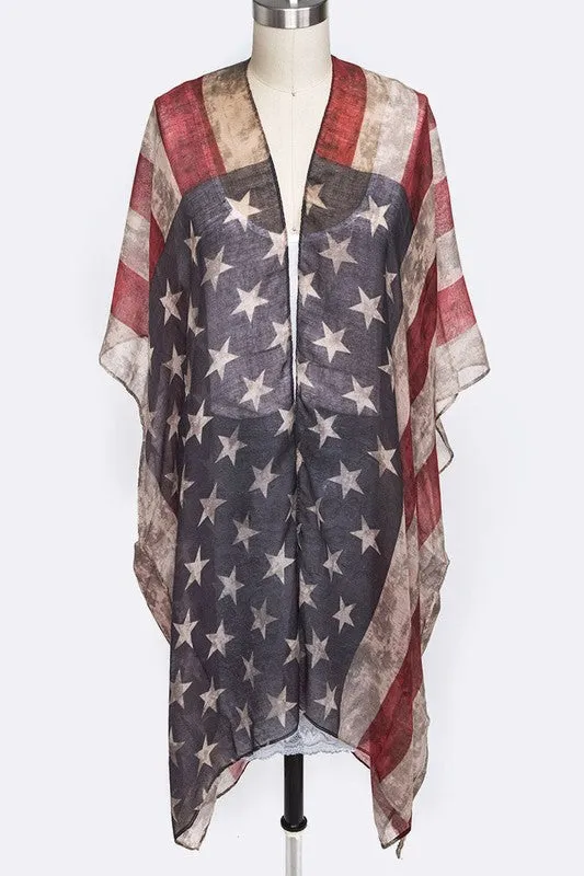 Vintage Inspired American Flag Kimono