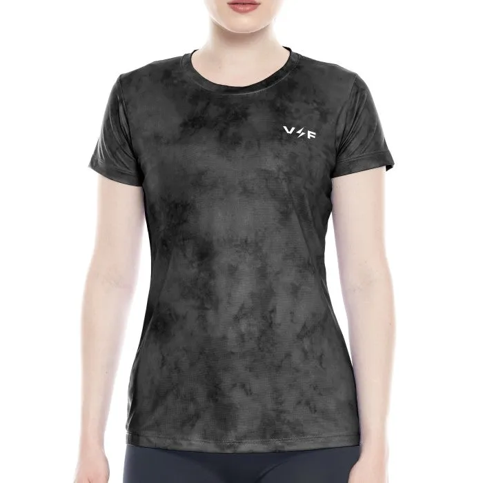 Volt and Fast Women's Bolt Running Jersey Tie Dye V1 Series - Black