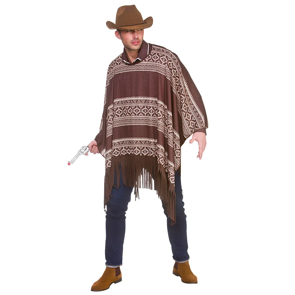 Western Cowboy Poncho Brown