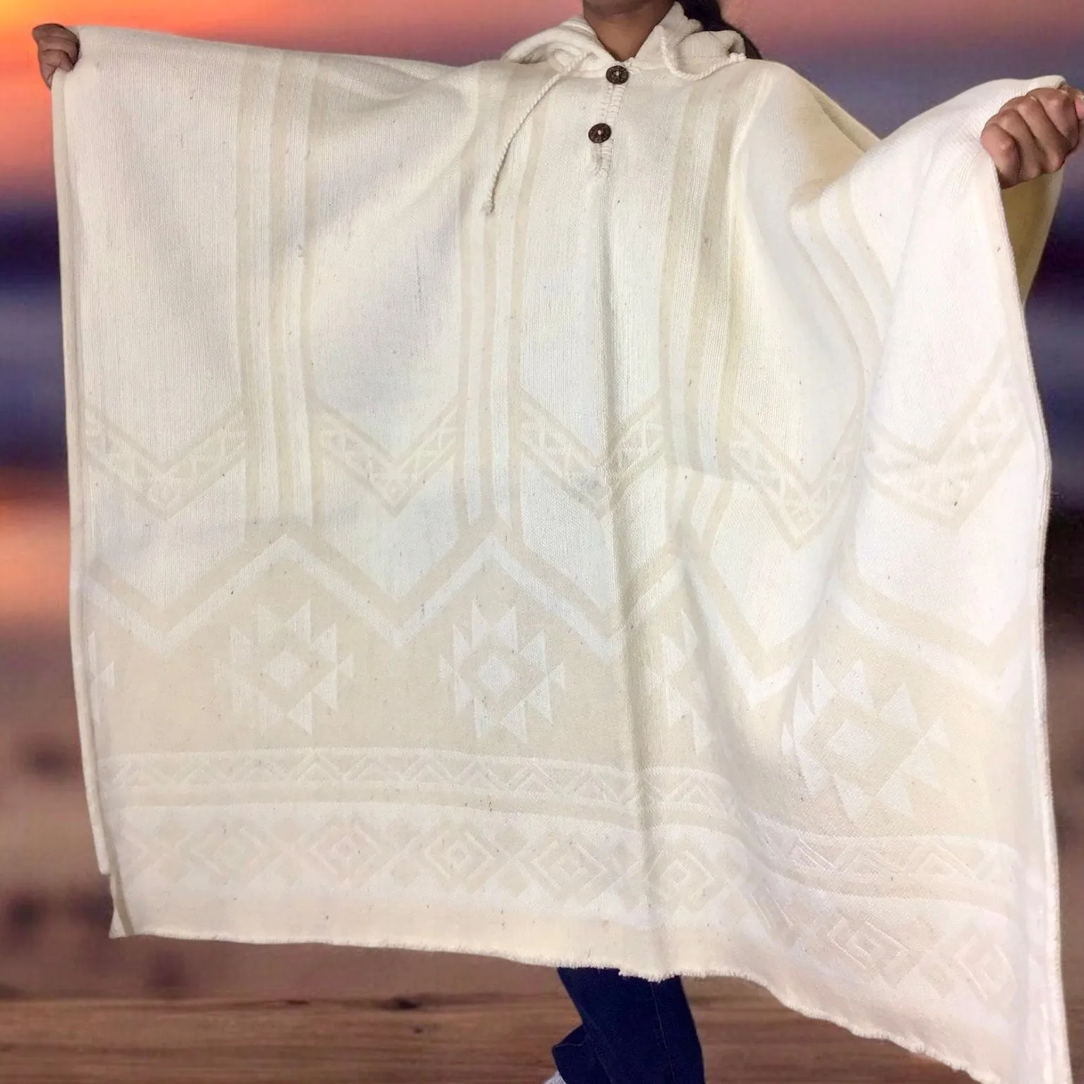 White Pure Llama wool Ponchos