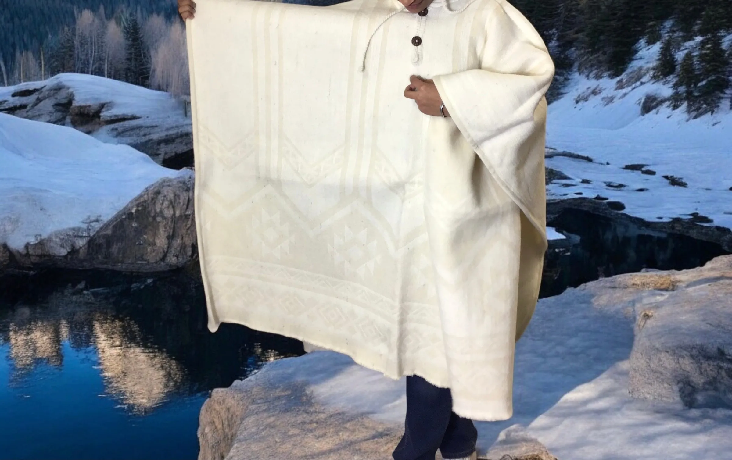 White Pure Llama wool Ponchos