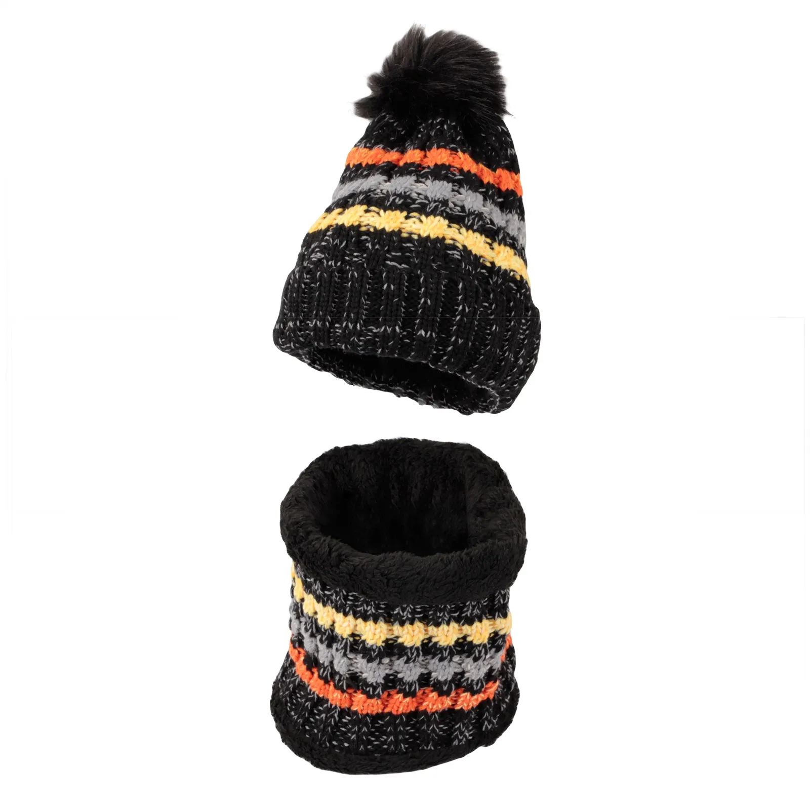 Women Knit Pom Beanie Scarf Set Winter Fleece Lined Hat XZX0072